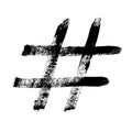 Hashtag symbol cross plus logo sign icon template design element, Grunge hand drawn hashtag Royalty Free Stock Photo