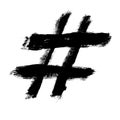 Hashtag symbol cross plus logo sign icon template design element, Grunge hand drawn hashtag Royalty Free Stock Photo