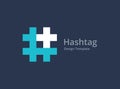 Hashtag symbol cross plus medical logo icon design template elements Royalty Free Stock Photo