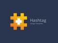 Hashtag symbol cross plus medical logo icon design template elements Royalty Free Stock Photo