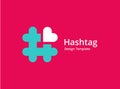 Hashtag symbol heart logo icon design template elements