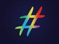 HASHTAG symbol - Isolated elegant rainbow gradient hand writing