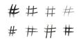 Hashtag symbol set - hand drawn signs