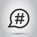 Hashtag vector icon in flat style. Social media marketing illustration on white background. Hashtag network concept