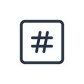 hashtag vector icon isolated on white background. Outline, thin line hashtag icon for website design and mobile, app development. Royalty Free Stock Photo