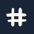 Hashtag, vector ink painted tag icons on dark background. Hand Drawn vector illustration.