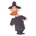 Hasid jewish in camisole and big hat, isolated object on white background, vector illustration