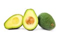 Hass avocado and cross sections Royalty Free Stock Photo