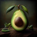 Hass avocado fruit cut half