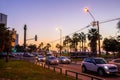 Hassan Bek Mosque in sunset and Charles Clore Park in Tel Aviv