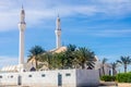 Hassan Enany golden domed mosque with palms in foreground, Jeddah