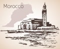 Hassan II Mosque, Casablanca. Marocco. Sketch.