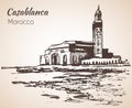 Hassan II Mosque, Casablanca. Marocco. Sketch.