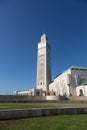 Hassan 2 mosque in Casablanca Morocco 12/31/2019 with minaret and blue sky Royalty Free Stock Photo