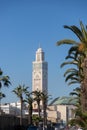 Hassan 2 mosque in Casablanca Morocco 12/31/2019 with minaret and blue sky Royalty Free Stock Photo