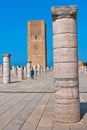 Hassan tower, 12th century minaret with ruins of the greatest mosque in the world, Rabat, Morocco