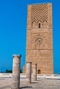 Hassan tower, 12th century minaret with ruins of the greatest mosque in the world, Rabat, Morocco