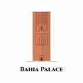 Hassan Tower or Tour Hassan in Rabat, Morocco. It is the minaret of an incomplete mosque. Flat vector simple element illustration