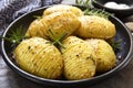 Hasselback Potatoes with Rosemary Royalty Free Stock Photo