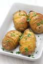 Hasselback potatoes, swedish food Royalty Free Stock Photo