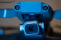 Hasselblad digital photo or video camera illuminated with blue light, the camera is mounted on the DJ Magic 2 Pro drone