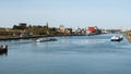 Hasselt, Limburg, Belgium - The Albert canal with container ships towards the city