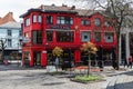 Hasselt, Limburg, Belgium - Red facade of the Taste of India restaurant in old town Royalty Free Stock Photo