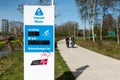 Hasselt, Limburg, Belgium - Sign of the F70 biking road from Hasselt to Bilzen