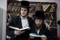 Hassidic orthodox jews celebrating during Hasidic holiday