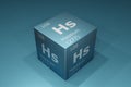 Hassium, 3D rendering of symbols of the elements of the periodic table, atomic number, atomic weight, name and symbol. Education, Royalty Free Stock Photo