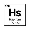 Hassium periodic table chemical element. Mendeleev table hassium atom sign Royalty Free Stock Photo