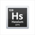 Hassium symbol. Chemical element of the periodic table. Vector stock illustration Royalty Free Stock Photo