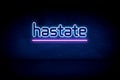 hastate - blue neon announcement signboard Royalty Free Stock Photo