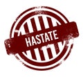 hastate - red round grunge button, stamp Royalty Free Stock Photo