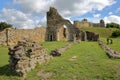 HASTINGS, UK - JULY 23, 2017: The ruins of Hastings Castle in East Sussex