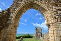 HASTINGS, UK - JULY 23, 2017: The ruins of Hastings Castle in East Sussex