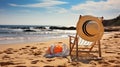 A Hat-Adorned Beach Chair Beckons Amid the Idyllic Tropic Beachscape