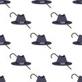 Hat and Walking Stick Pattern Vector Illustration