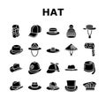 hat cap head man safety fashion icons set vector Royalty Free Stock Photo