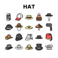 hat cap head man safety fashion icons set vector Royalty Free Stock Photo