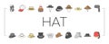 hat cap head man safety fashion icons set vector Royalty Free Stock Photo