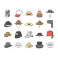 hat cap head man safety fashion icons set vector Royalty Free Stock Photo