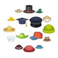 Hat cap icons set, cartoon style Royalty Free Stock Photo