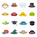 Hat cap icons set, cartoon style Royalty Free Stock Photo