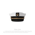 Hat of captain on a white background. Icon of sailor cap in flat style