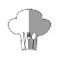 hat chef cook fork spoon knife restaurant emblem shadow