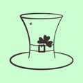 Hat with Clover leaf icon for St Patrick Day festival celebration. Grey strokes illustration of traditional Irish Royalty Free Stock Photo