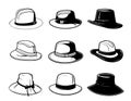 Hat collection hand draw engraving style Royalty Free Stock Photo