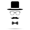 Hat, Glasses ,Bowtie and Mustache gentleman Set. Vector illustration