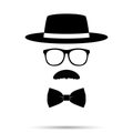 Hat, Glasses , Bowtie and Mustache man person Set. Vector illustration Royalty Free Stock Photo